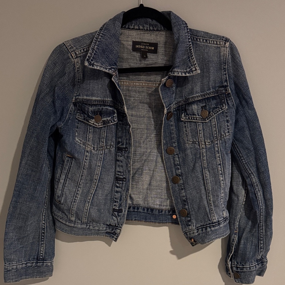 J. Crew Cropped Indigo Denim Light Wash Denim Jacket